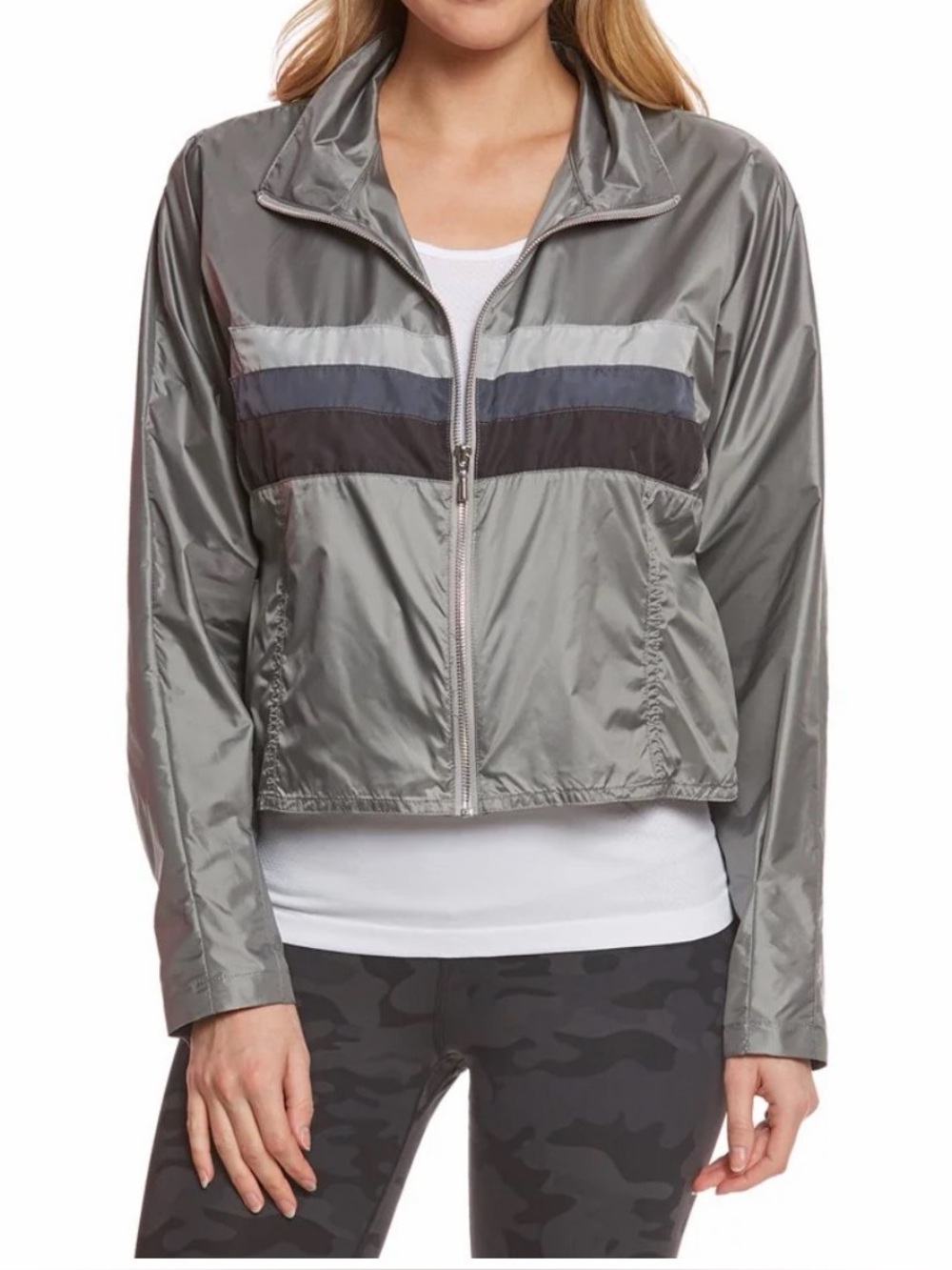 Free People Movement Ibiza Yoga Zip Jacket Medium Gray